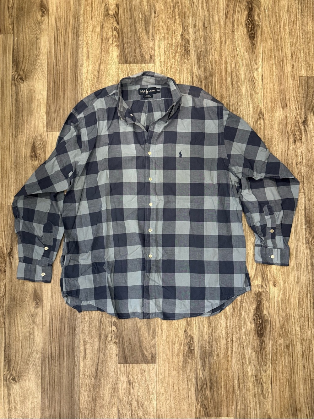Ralph Lauren Navy and Light Blue Plaid Button-Down Shirt